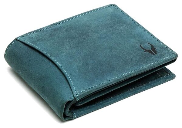 Blue Leather Wallet for Men I 9 Card Slots I 2 Currency & 2 Secret Compartments I 1 Zipper & 3 ID Card Slots