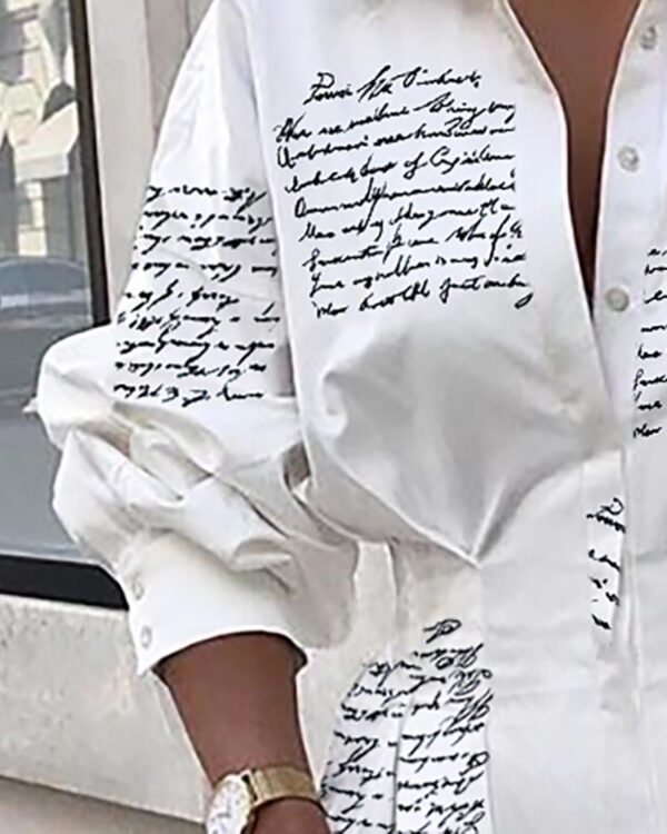 Printed Shirt Shirt Dress - Image 3