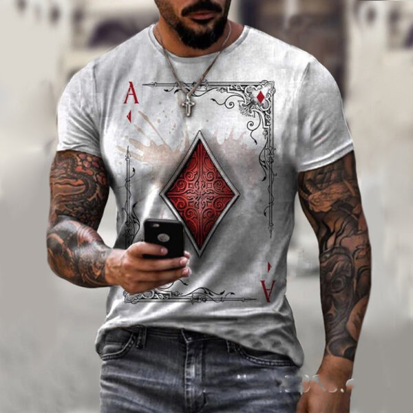 Playing Card Printing Men\'s T-Shirt Top
