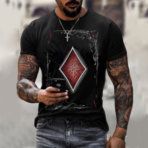 Playing Card Printing Men\'s T-Shirt Top - Image 3