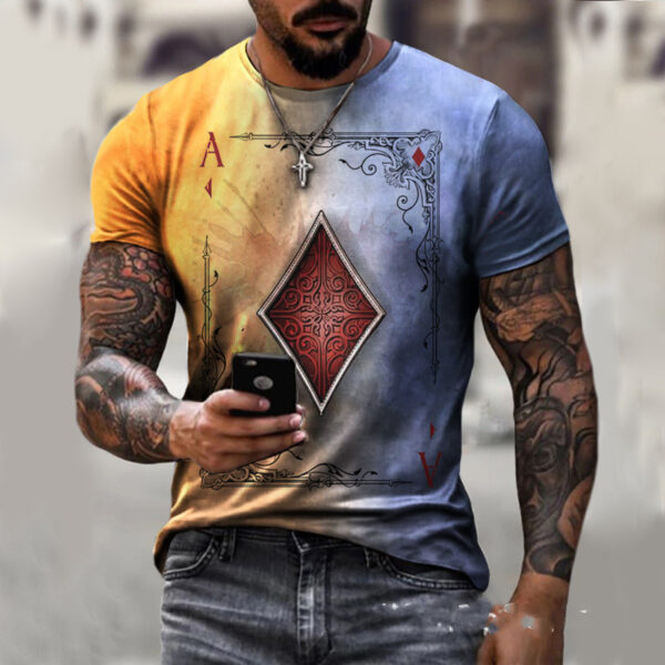 Playing Card Printing Men\'s T-Shirt Top - Image 5