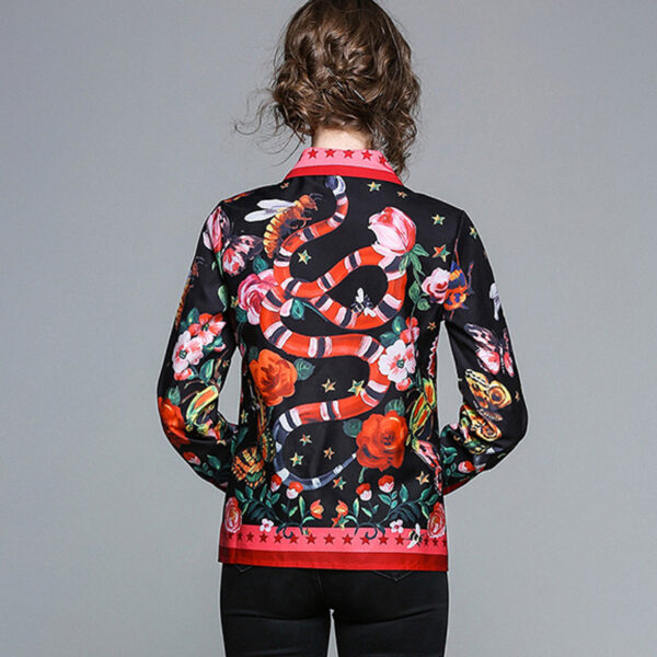 Printed Slim Long Sleeved Versatile Lapel Shirt - Image 6