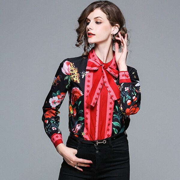 Printed Slim Long Sleeved Versatile Lapel Shirt - Image 4